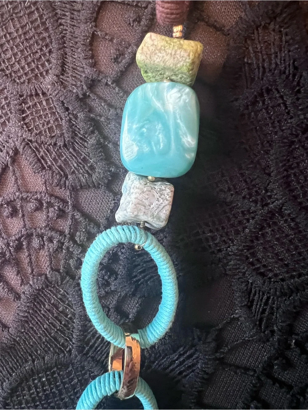 Chicos Turquoise & Lime Bead adjustable Necklace